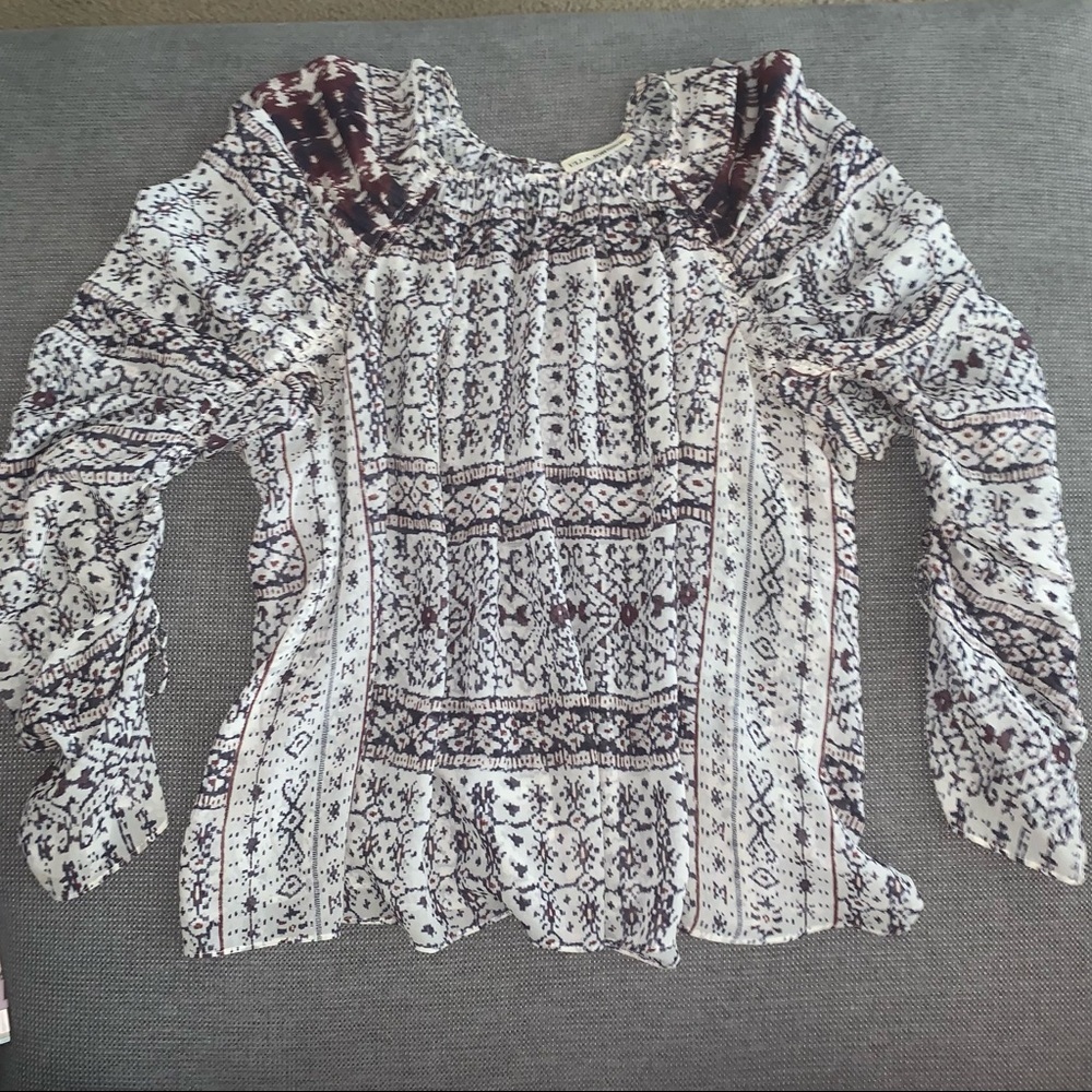 Ulla Johnson Cream and Maroon Bohemian Blouse - Picture 4 of 11